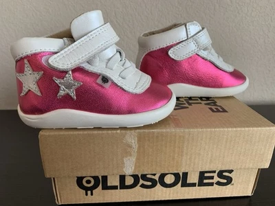 Zapatos de tenis de caña alta metálicos rosas plateados y blancos para niñas pequeñas nuevos con caja EE. UU. 3 Foto 1 de 4