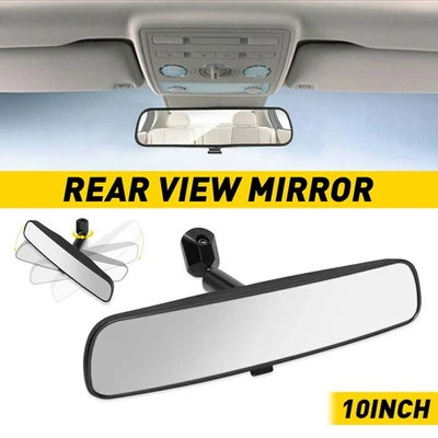 Universal 10" Black Day / Night Car Interior Rearview Mirror - Flat Type Mount - Image 1 of 4