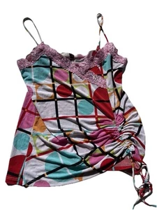 Pretty Good Women’s Size M Pink Lace Y2K Striped Asymmetrical Summer MkMade USA - Bild 1 von 14
