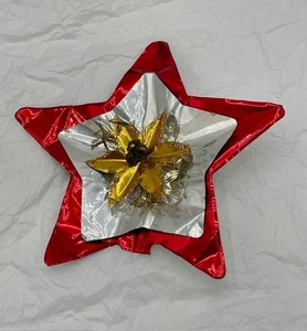 VTG Foil Red Silver Gold Star Dimensional Tree Topper Christmas Ornaments Tie On - Picture 1 of 3