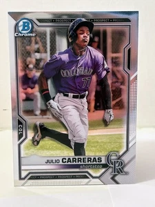 2021 Bowman Draft JULIO CARRERAS BDC-30 CHROME Colorado Rockies Prospects MLB - Picture 1 of 1