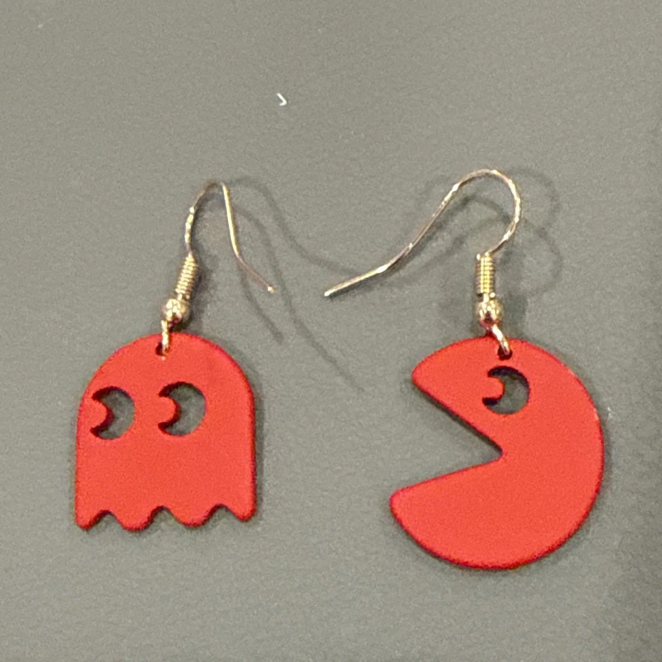Red pac man earrings silver brand new never worn legendary game energy - Image 1 of 1