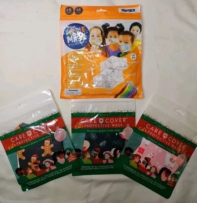 Lot Of 7 Kids Reusable Cotton Cloth Face Mask 4 Doddle & 3 Christmas Care Covers - Image 1 of 4