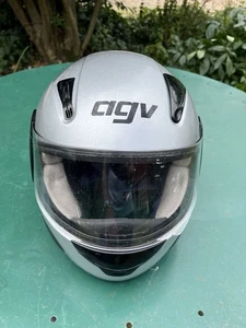 Silver AGV Motorbike Helmet. Large - Picture 1 of 7