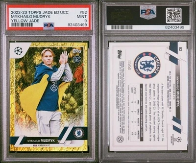 2022-23 Topps Jade Edition Yellow Jade /50 Mykhailo Mudryk RC #52 PSA 9 POP 1 - Image 1 of 3