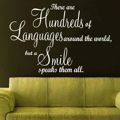 Hundreds Languages Smile wall art sticker quote LARGE bedroom decor - Image 1 of 2