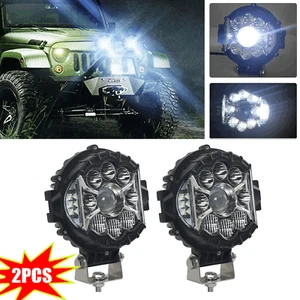 2x 7inch Round LED Work Light Pods Spot Flood Combo Fog Lamp Offroad Driving Car - Picture 1 of 15