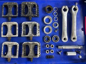 primo mid school bmx cranks pedals jewels and rod post and headset cup lot