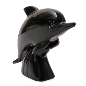 Maya Black Marble Dolphin Paperweight H9Cm - Picture 1 of 4