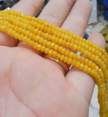 Cuentas sueltas de ábaco de piedras preciosas de topacio amarillo facetado natural de 2x4 mm 15" Foto 1 de 4