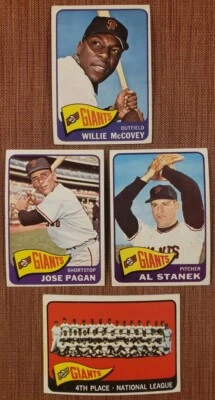 1965 Topps Giants Baseball Cards Willie McCovey Al Stanek Jose Pagan TC w/ Mays - Image 1 of 4