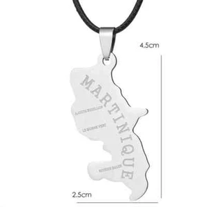 Collier mixte Acier 316 avec cordon pendentif Martinique argenté - Imagen 1 de 1