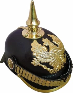 German Pickelhaube Spike FR Helmet Leather Prussian Brass Military Officer - Picture 1 of 4