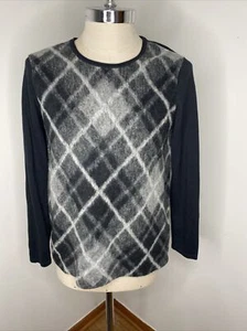Maglione donna J Jill grigio nero Argyle taglia M girocollo cotone lana grigio - Foto 1 di 6