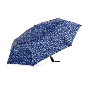 Blue Floral Windpro Vented Auto Open Close 47" Rain Umbrella - Picture 1 of 24