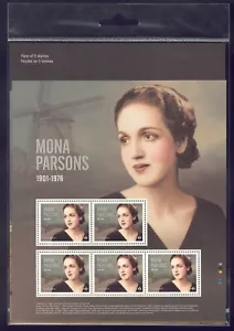 Canada sc#3408 Mona Parsons, Pane of 5, Mint-NH - Foto 1 di 2