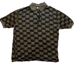 Como Italian mens sport collered golf short sleeve shirt, Medium, black checkerd - Picture 1 of 7