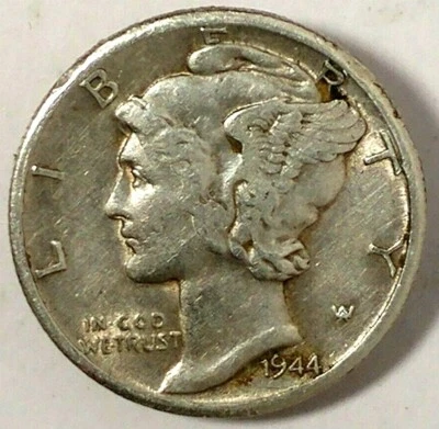 1944-D 10C Mercury Dime AU 90% Silver 19rr0619 - Image 1 of 2