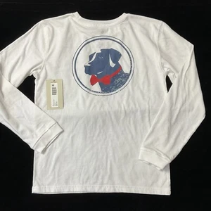 Southern Proper Boys Size XL Long Sleeve T-Shirt White Navy Dog Red Bow Tie NWT - Picture 1 of 12