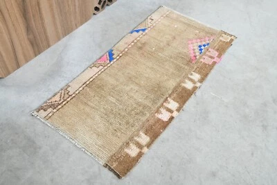 small turkish rug, antique carpet vintage decor rug, old oushak area rug 2x3 578 - Image 1 of 4