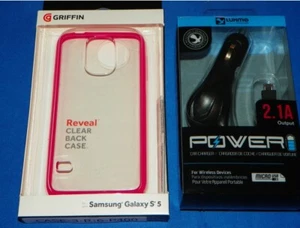 Samsung Galaxy S5 Griffin Reveal Case - Clear / Hot Pink - GB39052 + Car Charger - Picture 1 of 8
