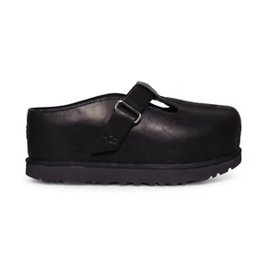 UGG GOLDENSTAR HI BLACK CLOG LEATHER PLATFORM WOMEN'S SANDALS SIZE US 8.5 NEW - Picture 1 of 5
