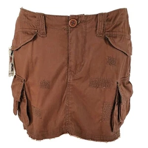 Twill Twenty Two Mini Skirt Brown Cargo Short Style Street Wear BNWT XS/Small/27 - Picture 1 of 8