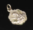 925 Sterling Silver - Vintage Carved Baby Angel Charm Pendant - PT21275