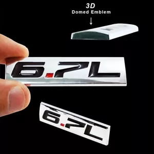 Triple Chrome 6.7L Emblem Badge Fits Hood Fender Door Trunk Interior 1pc - Picture 1 of 2