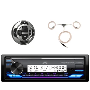 JVC KD-X38MBS 1DIN Marine Bluetooth Receiver W/Wired Remote, Radio Antenna - Picture 1 of 5