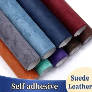 Self Adhesive Faux Suede Velvet Fabric Wrap Film Sticker Stretch DIY Multi Sew - Picture 1 of 25
