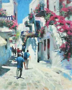 "GREEK NOON" Vitali Mikhailov 20" x 16" Oil on Canvas - GREECE - Picture 1 of 6