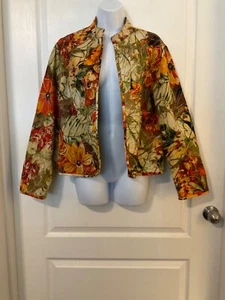 Anu by Natural Women's Cotton Jacket Open Front Floral Embellished Size S -B32 - Picture 1 of 11