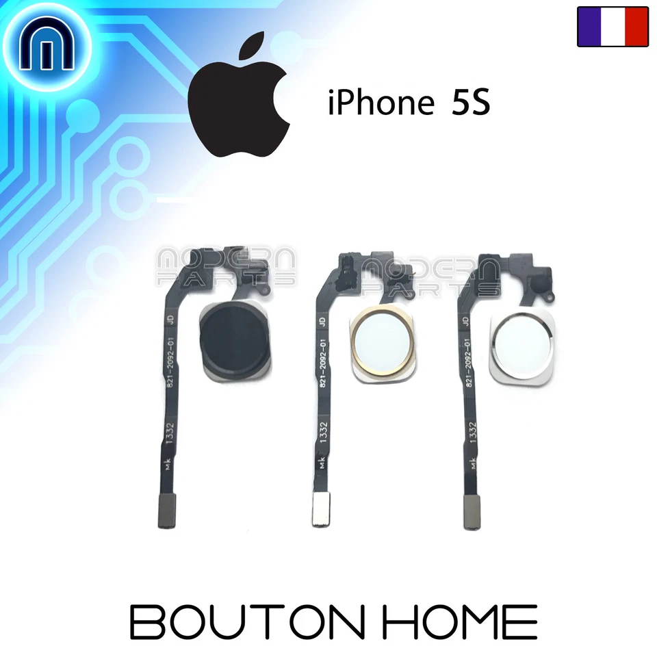Bouton Home iPhone 5S et SE Noir Blanc Or Doré Bouton Principal Menu Retour