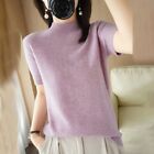 Versatile Women&#39;s Knit Pullover Short Sleeve Bottoming Shirt in Faux Cashmere