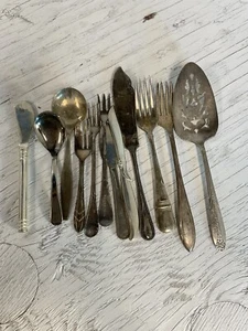 Silverplate Silverware Mixed Lot of 12 Flatware Pieces KitchenGnu - Picture 1 of 24