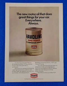 1971 HAVOLINE SUPER PREMIUM ALL TEMPERATURE MOTOR OIL ORIGINAL PRINT AD TEXACO - Picture 1 of 1