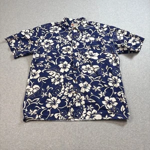 Vintage Hilo Hattie Hemd Herren XL blau Blumen Tribal Hawaii Tiki Heritage USA - Bild 1 von 7