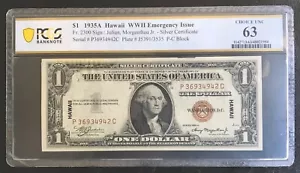 1935 A $1 Hawaiian Silver WW II UNC Pcgs 63 - Picture 1 of 2