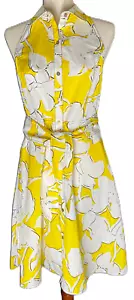 DIANE VON FURSTENBERG Women's Yellow/White/Black Sleeveless Halter Dress -Size 8 - Picture 1 of 15