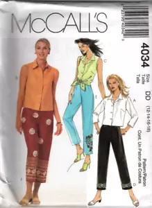 McCall' Sewing Pattern #4034 TOPS & PANTS Sizes: 12-18 Uncut - Picture 1 of 2