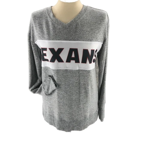 Team Apparel Sweater Womens Small Heather Gray Pullover Long Sleeve Texans NFL Cover
