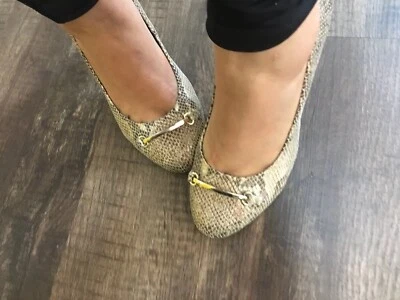 ROSE PETALS by WALKING CRADLES Snake Boa Brown Leather Pump Shoes 8.5 W EUC - Image 1 of 4