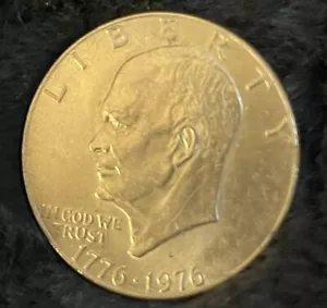 1776-1976  Eisenhower Liberty Bell Moon Silver One Dollar US Bicentennial Coin - Picture 1 of 2