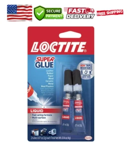Loctite Super Glue Liquid Clear 0.07 oz 2-Pack Fast-Bonding Adhesive - NEW - Picture 1 of 9