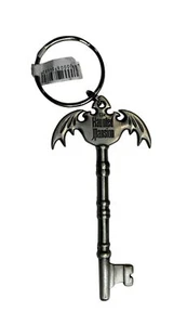 Disney Haunted Mansion Bat Key Shaped Metal Keychain Silver Gothic Design - Picture 1 of 2