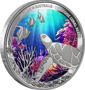 1 $ Dollar Colours of Australia - Turquoise Coral Reefs Niue 1 oz plata PP 2025 - Imagen 1 de 7