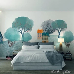 Fotomural no tejido mural murales estilo pintado a mano con bosques colinas 3153 - Imagen 1 de 2