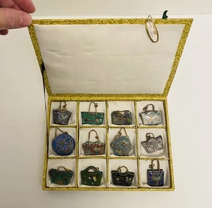 Cloisonne Miniatur Metall handbemalt 12er Set Miniatur Geldbörsen - Bild 1 von 7