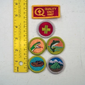 (8) Vintage Set BSA Pfadfinder Aufnäher Schlange Fisch Zelt Erste Hilfe Einheit 7C - Bild 1 von 5
